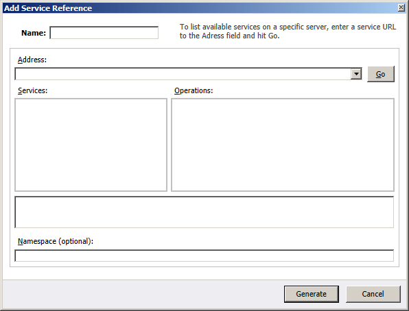 Picture - Add service reference empty dialog