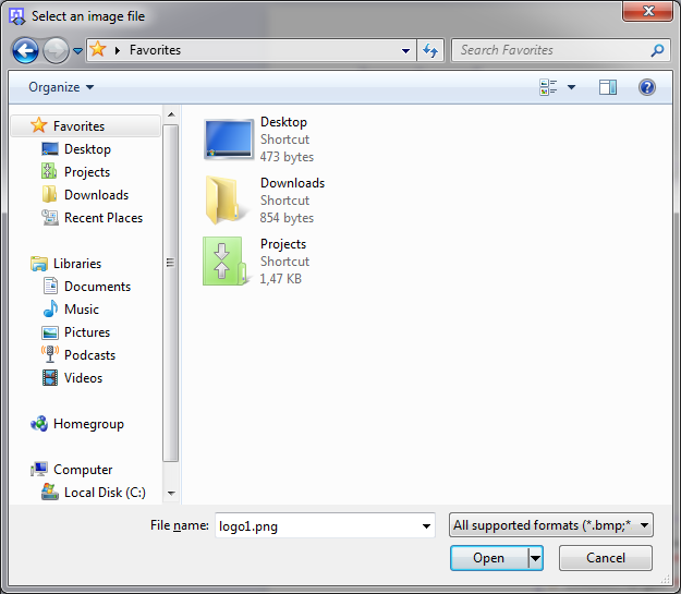 Picture-Image > Select Image Dialog