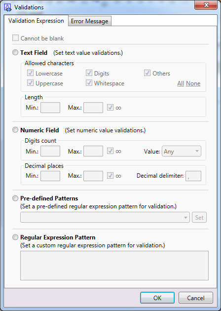 Picture - Validations >Settings