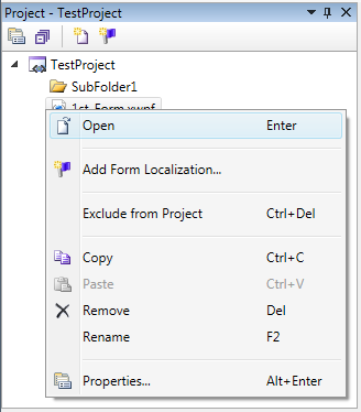 Picture - project explorer > context menu > open
