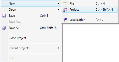 Picture - file menu > new project